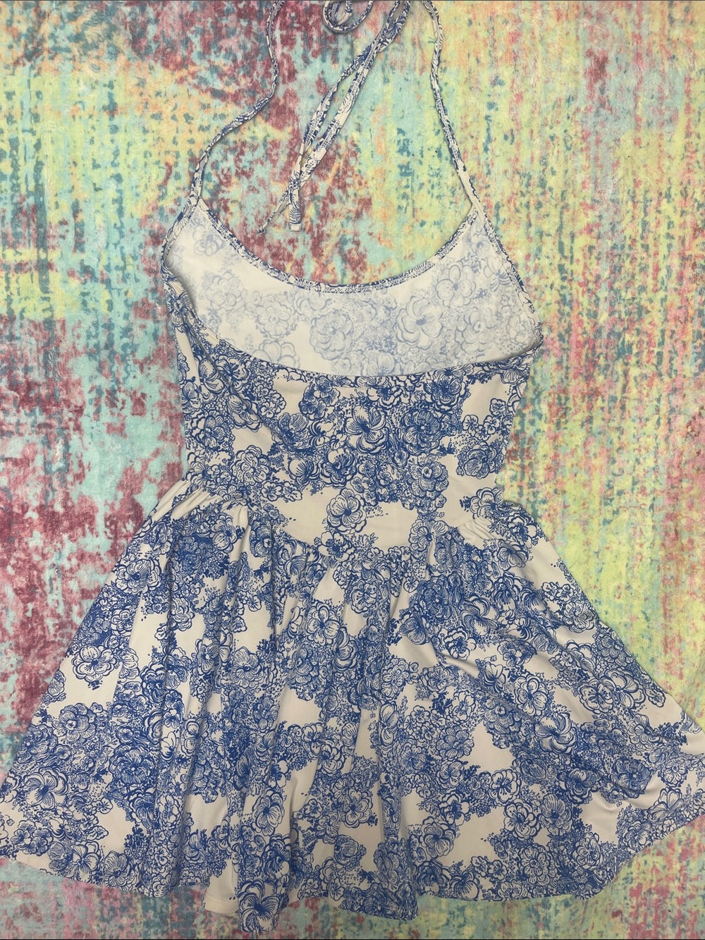 💙Vintage American Apparel White Mini Dress with Blue Floral Print💙 - Picture 12 of 16